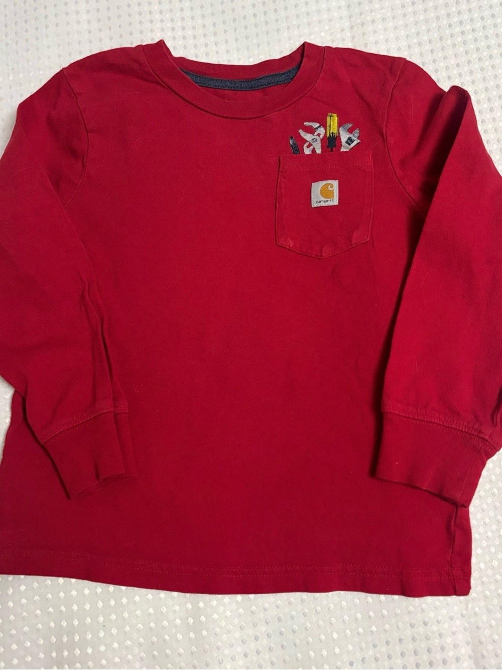 Carhartt Boys' Red Long-Sleeve Pocket Tee boys 4T